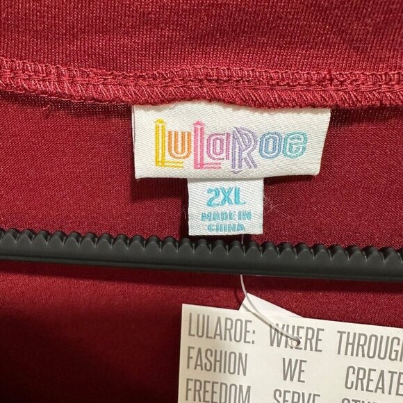 Lularoe AVA Women Size‎ 2XL Maroon Red V-neck Mutton Long Sleeve Dress NWT - Picture 6 of 10